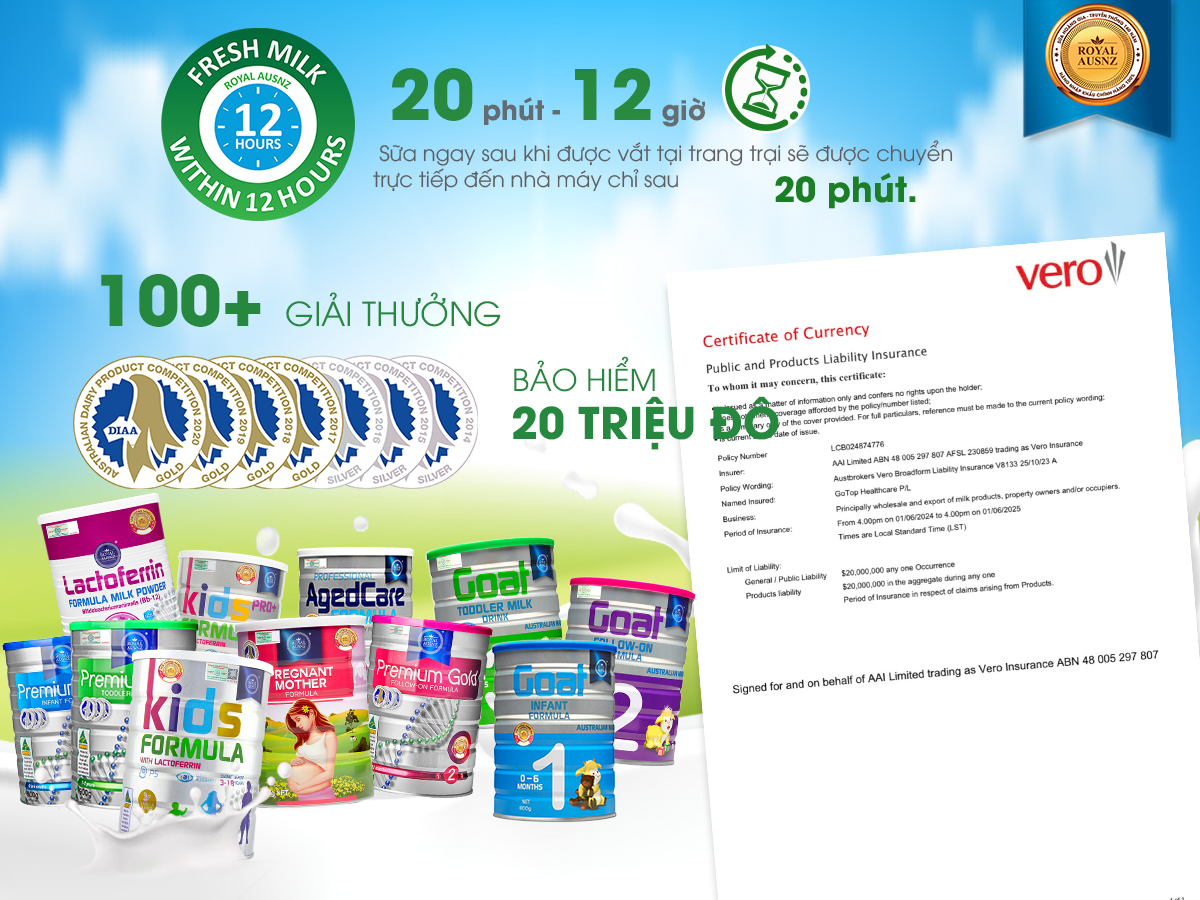 Sữa Hoàng Gia Royal AUSNZ và những con số ấn tượng