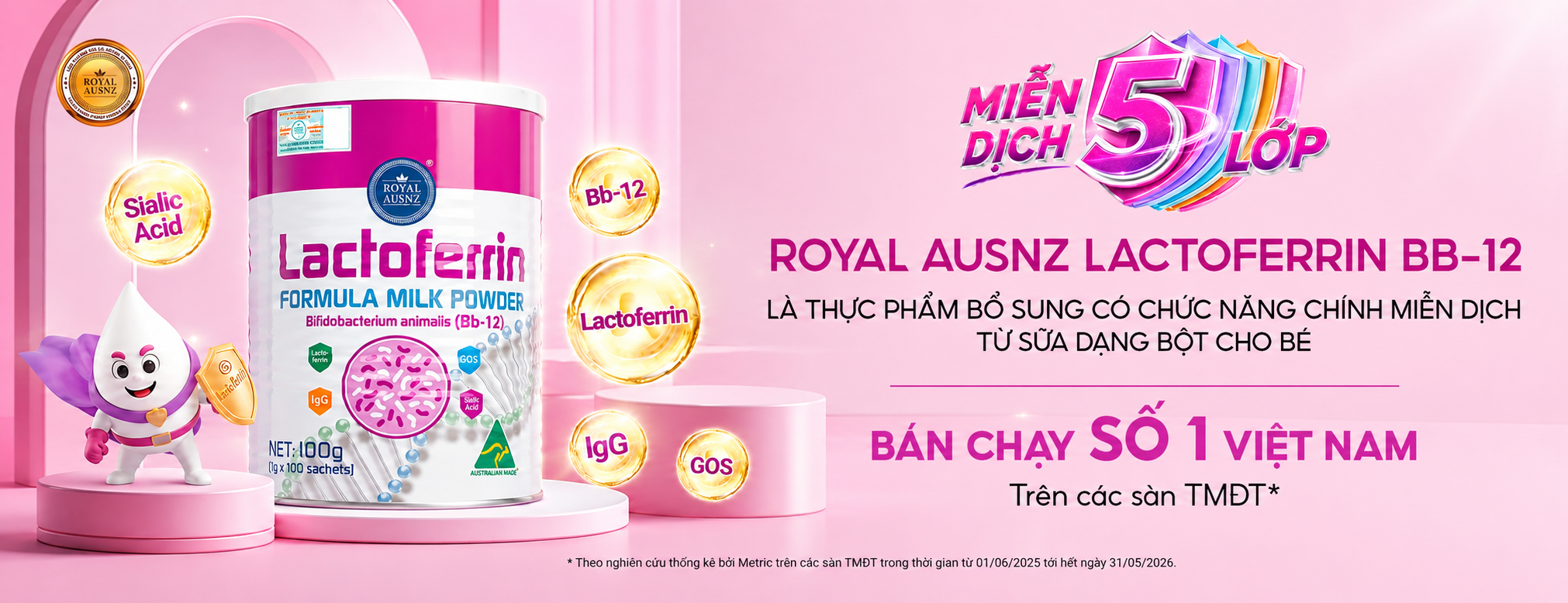 Sữa miễn dịch Lactoferrin Hồng