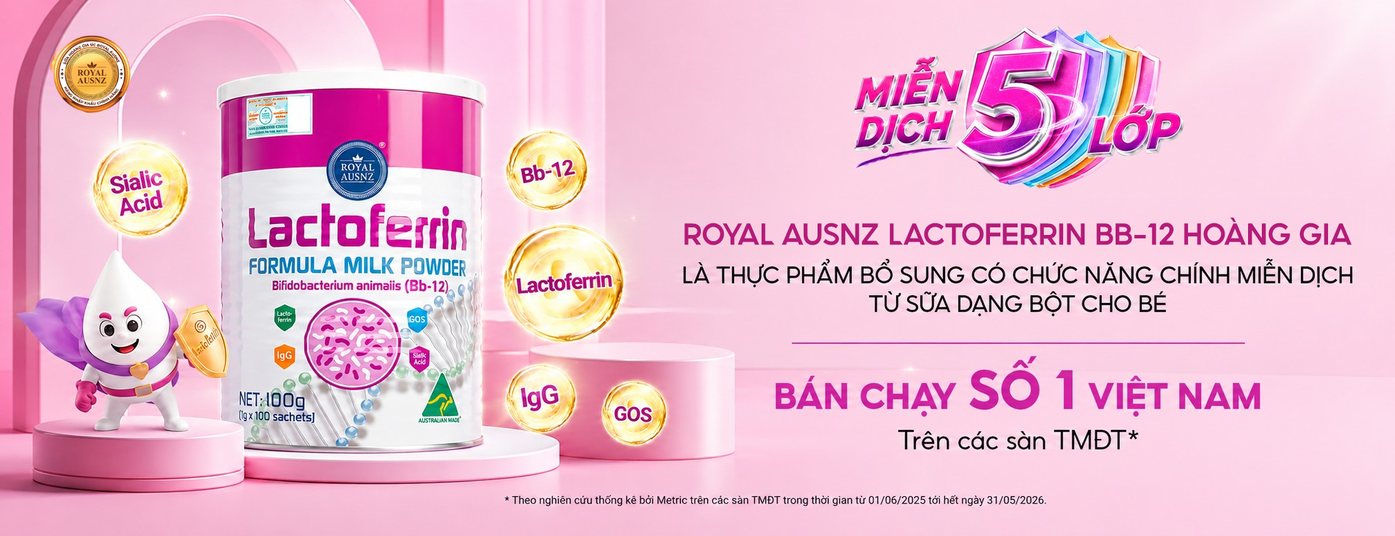 Sữa miễn dịch Lactoferrin Hồng