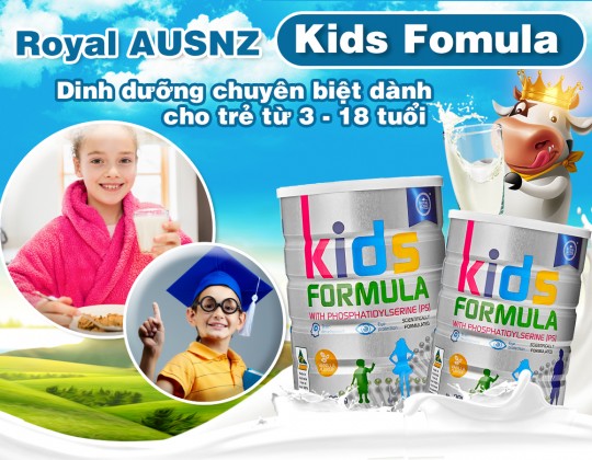 Bổ sung dưỡng chất cần thiết cho trẻ trên 3 tuổi bằng Sữa Hoàng Gia Úc Royal Ausnz Kids Formula