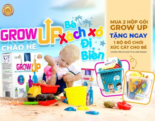 Deal hot chào hè: Mua 2 hộp gói Grow Up - Tặng 1 bộ đồ chơi xúc cát cho bé
