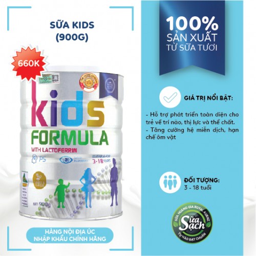 Sữa Hoàng gia Úc Kids Formula – Bổ sung dưỡng chất cho trẻ từ 3 tuổi trở lên (900g)