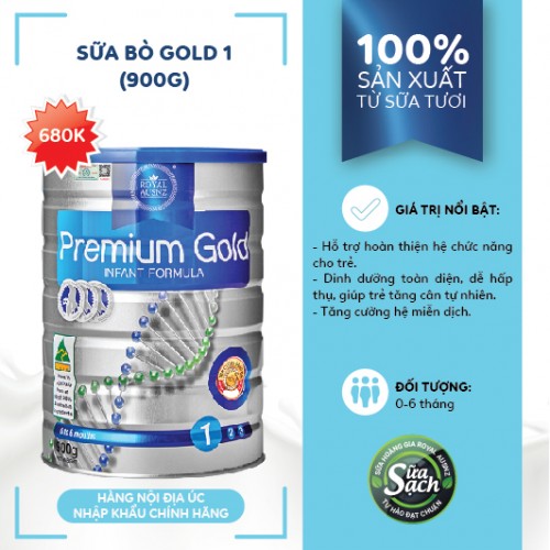Sữa hoàng gia Úc Premium Gold 1 Infant Formula - Dành cho trẻ từ 0 - 6 tháng tuổi (900g)