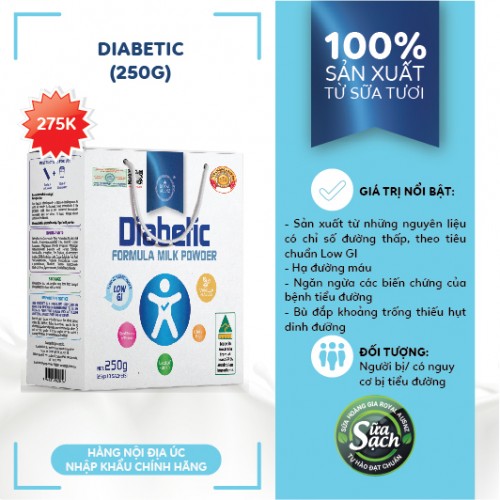 Sữa Hoàng Gia Úc Diabetic Formula Milk Powder – Sữa công thức dành riêng cho người tiểu đường (Hộp 10 gói x 25g)