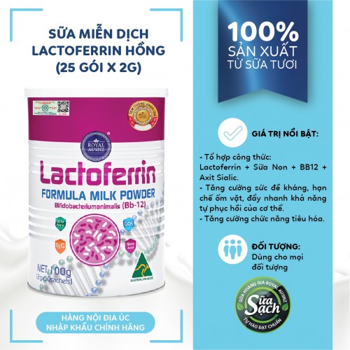 Sữa Hoàng Gia Úc Lactoferrin Formula Milk Powder Bifidobacteriumanimalis (Bb-12) - Tăng cường miễn dịch (Hộp 50 gói)