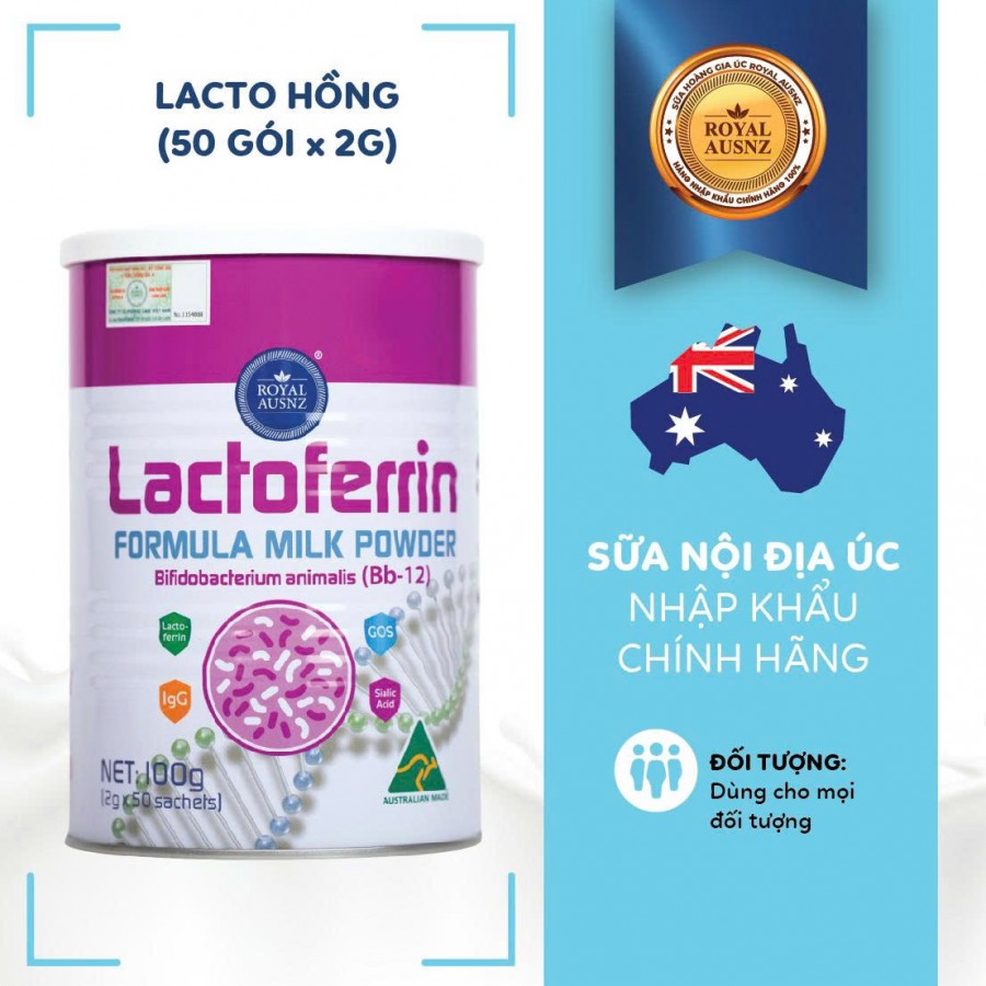 Sữa Hoàng Gia Úc Lactoferrin Formula Milk Powder Bifidobacteriumanimalis (Bb-12) - Hỗ trợ tăng cường miễn dịch (Hộp 50 gói)
