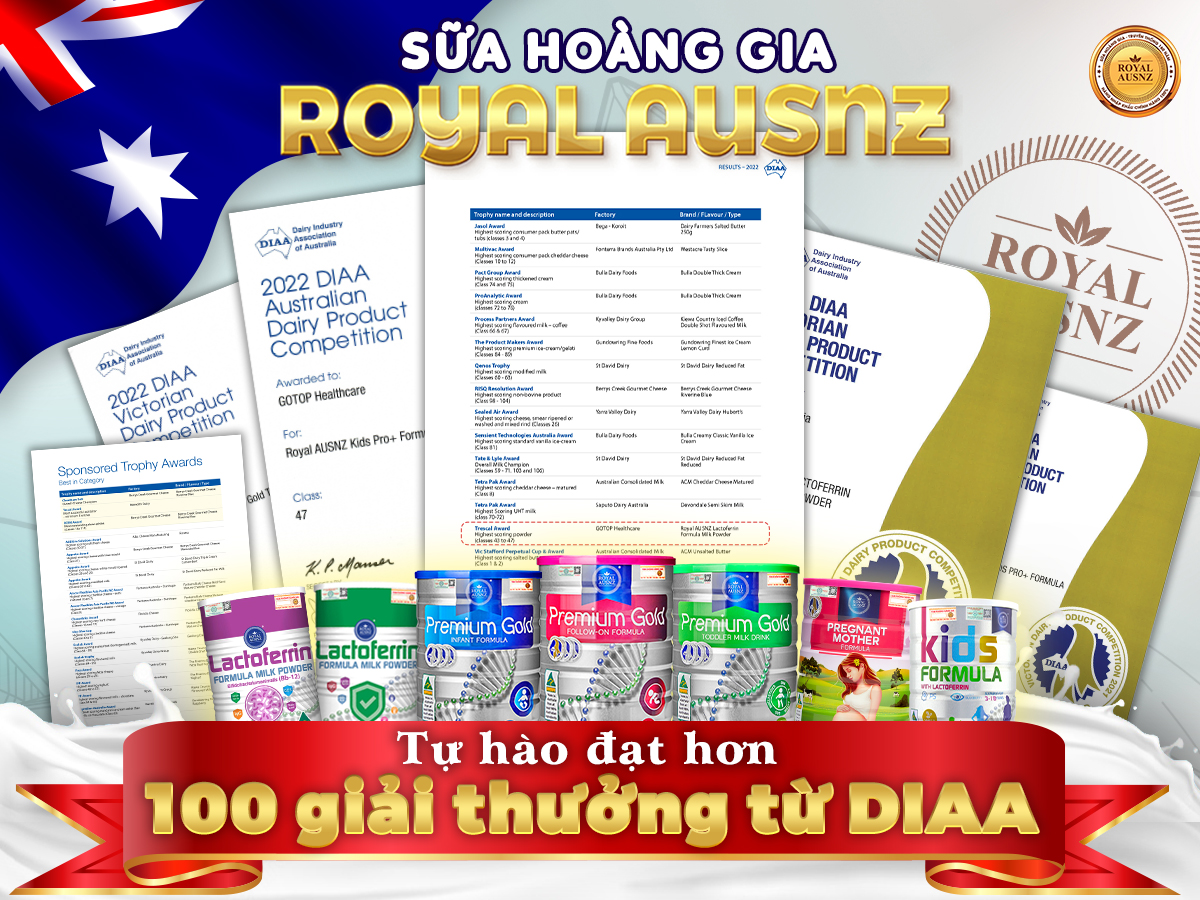 Sữa hoàng gia Royal Ausnz “cán mốc” hơn 100 giải thưởng cao quý từ DIAA – khẳng định vị thế số 1 tại Úc