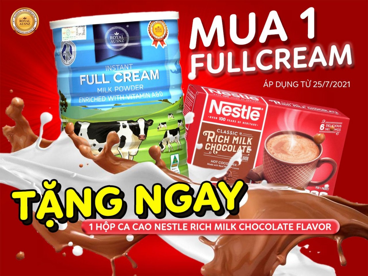 Khuyến mãi sữa Fullcream tặng ngay bột Cacao Nestle Rick Milk Chocolate 