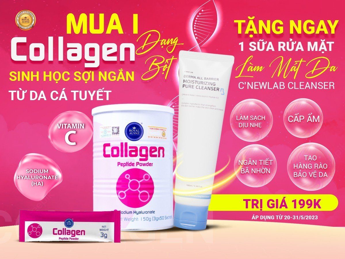 Mua 1 Collagen Peptide tặng ngay 1 Sữa rửa mặt C'New Lab trị giá 199K