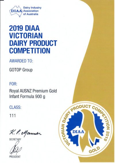 Sữa Hoàng Gia Australia Royal số 1 đạt huy chương Vàng trong cuộc thi của DIAA năm 2019