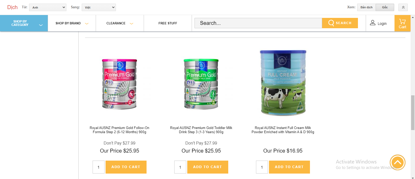 Sản phẩm Sữa Hoàng gia Royal Ausnz được bán trên Pharmacy Online