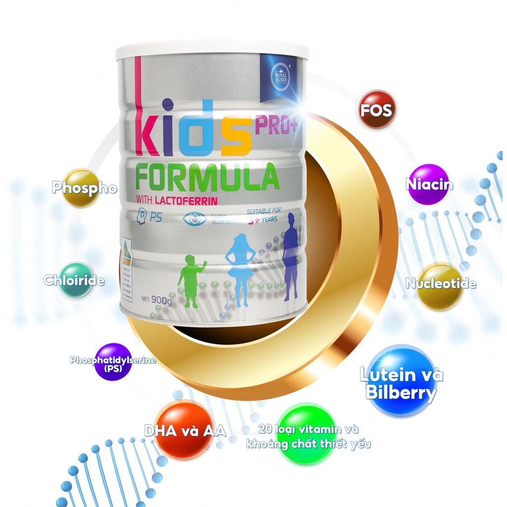 Sữa Hoàng Gia Úc ROYAL AUSNZ Kids Pro+ Formula With Lactoferrin - Bổ sung dưỡng chất cho trẻ từ 3 – 18 tuổi 